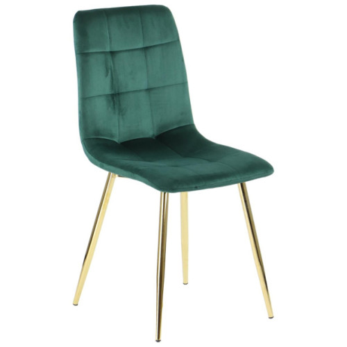 Green velvet café chair with golden metal legs