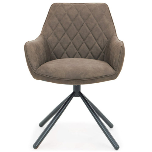 Comfortable swivel taupe upholstered fabric dining chair