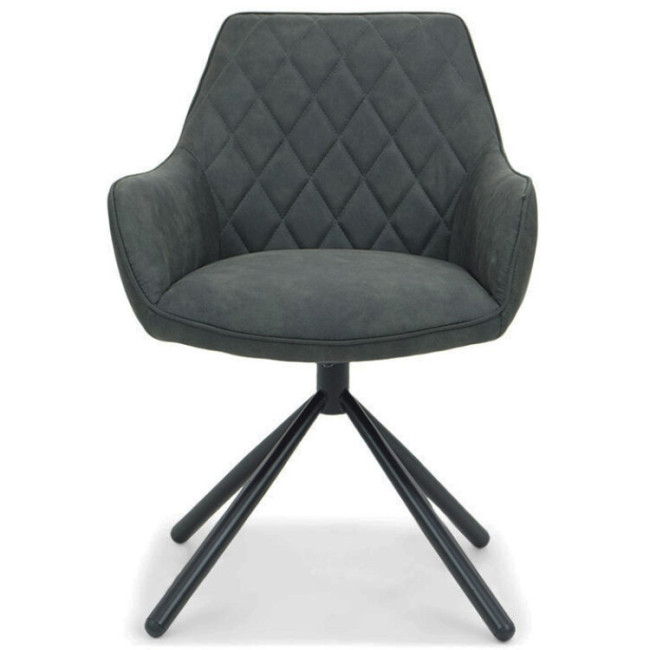 Comfortable swivel dark grey upholstered fabric dining chair