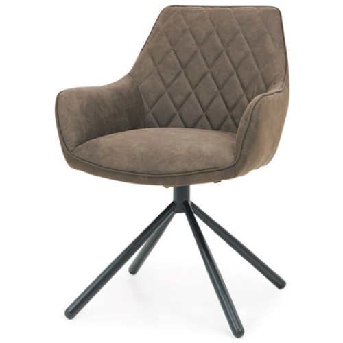 Comfortable swivel taupe upholstered fabric dining chair