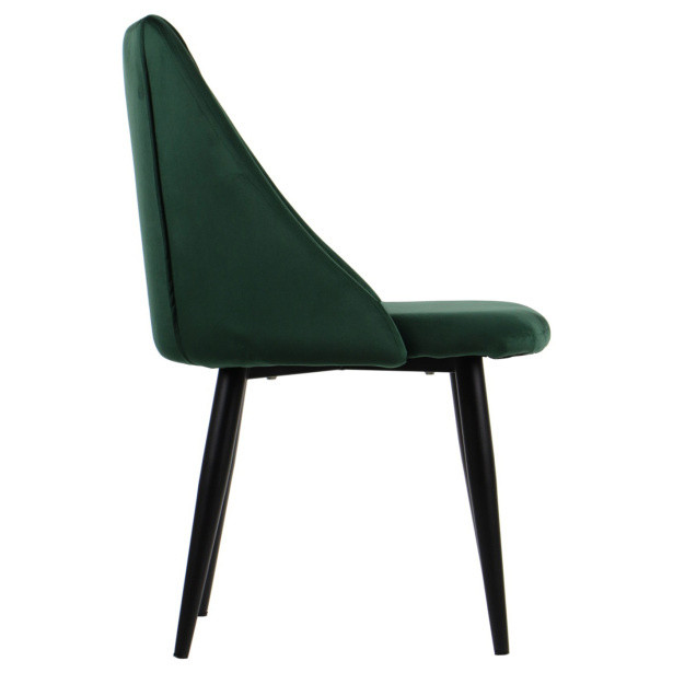 Dark green velvet dining chair with metal legs