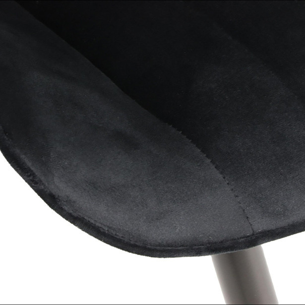 Stylish curved back black velvet dining room chair