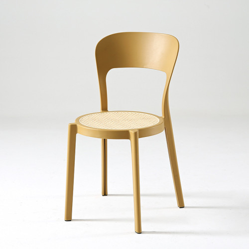 Stylish curved back yellow stackable plastic cafe chair