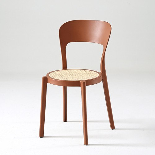 Stylish curved back brown stackable plastic cafe chair