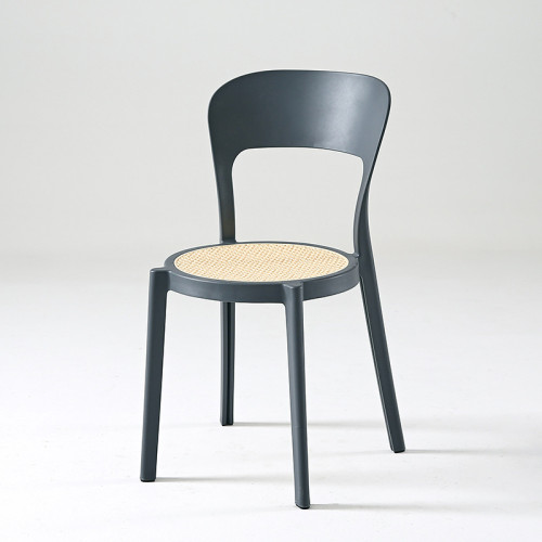 Stylish curved back dark grey stackable plastic cafe chair