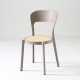Stylish curved back taupe stackable plastic cafe chair
