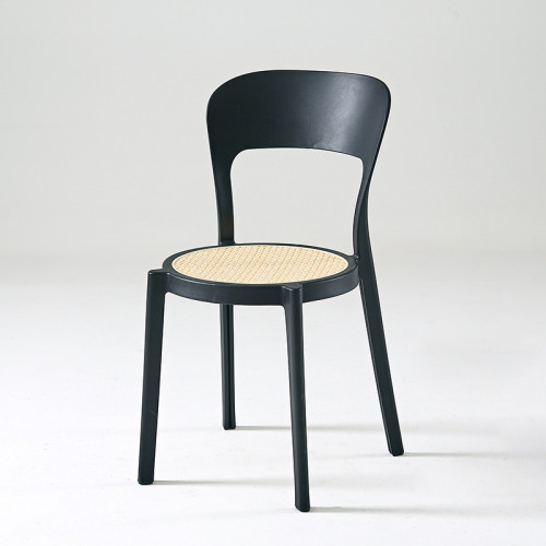 Stylish curved back black stackable plastic cafe chair