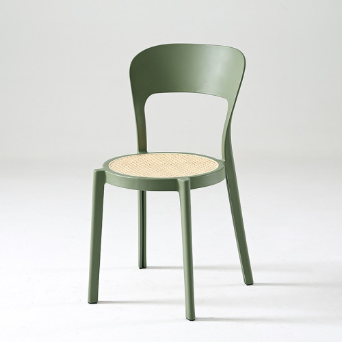 Stylish curved back green stackable plastic cafe chair