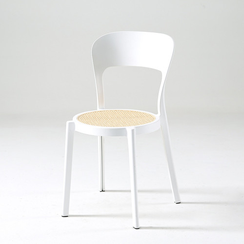 Stylish curved back white stackable plastic cafe chair