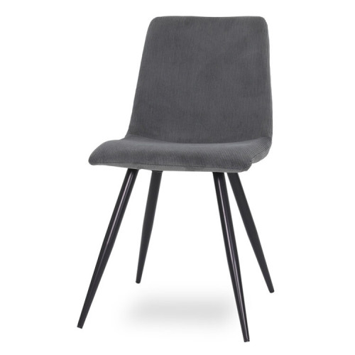 Stylish functional dining chair in a beautiful dark grey fabric with sturdy metal legs