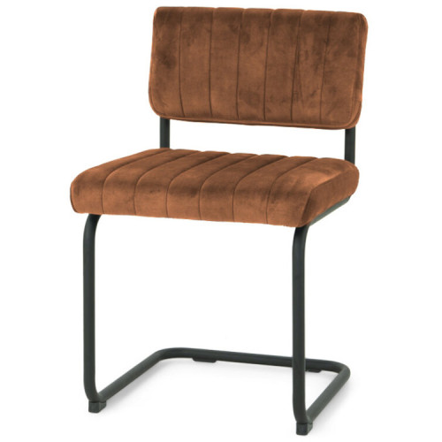 Luxury Caramel velvet dining chair with metal frame