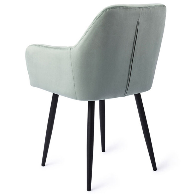 Contemporary grey velvet dining armchair with metal legs