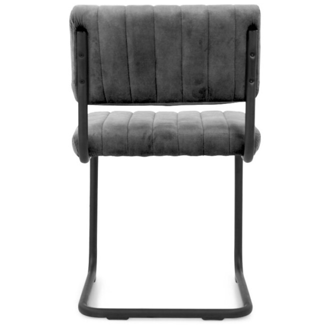 Contemporary dark grey velvet dining chair with metal frame