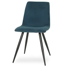 Stylish contemporary Armless Dining Chair with a Dark Blue Fabric and Metal Legs