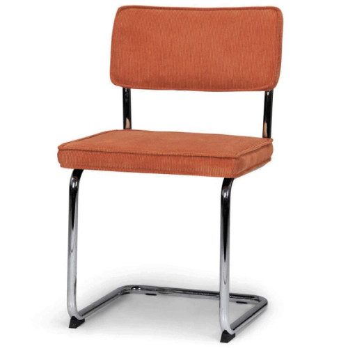 Chic elegant orange Fabric Dining Chair with Chromed Metal Frame