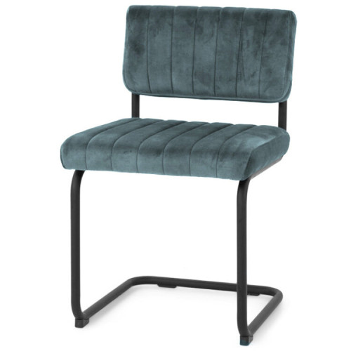 Luxury dark blue velvet dining chair with metal frame