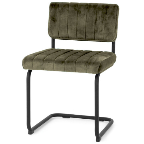 Luxury green velvet dining chair with metal frame