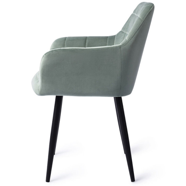Contemporary grey velvet dining armchair with metal legs