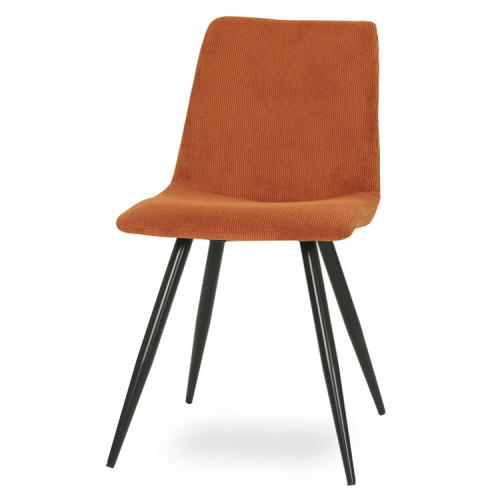 Stylish contemporary Armless Dining Chair with a Orange Fabric and Metal Legs