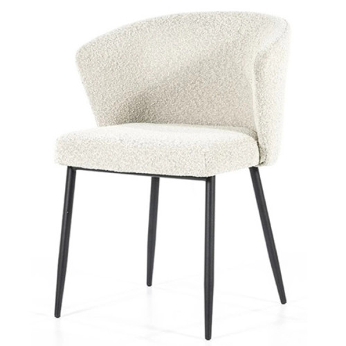 Luxury comfy beige boucle fabric dining chair