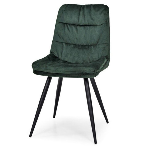 Stylish comfy dark green fabric padded kitchen dining chair