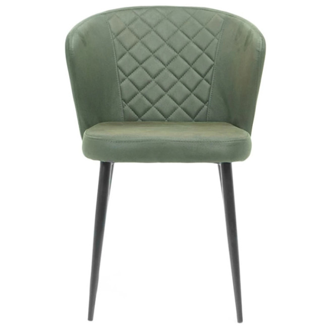 Modern curved back green faux leather restaurant dining chair