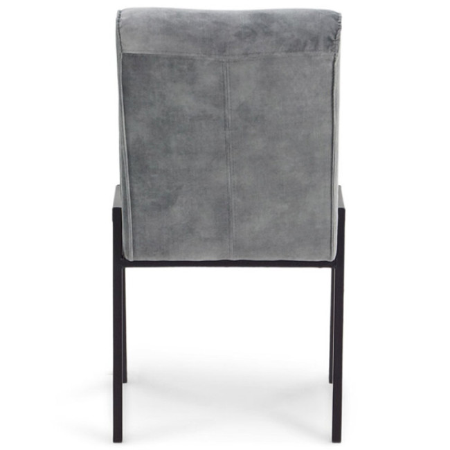 Stylish comfort armless grey upholstered fabric dining chair with metal legs
