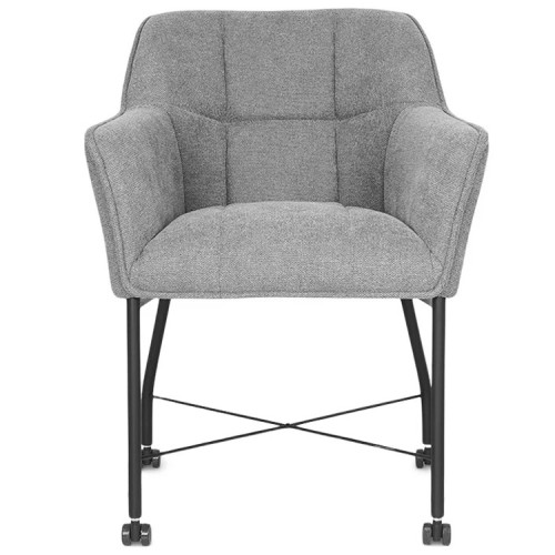 Contemporary warm grey armrest upholstered dining chair 