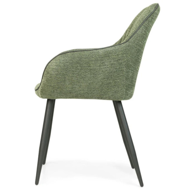 Green Fabric Armchair with Metal Legs