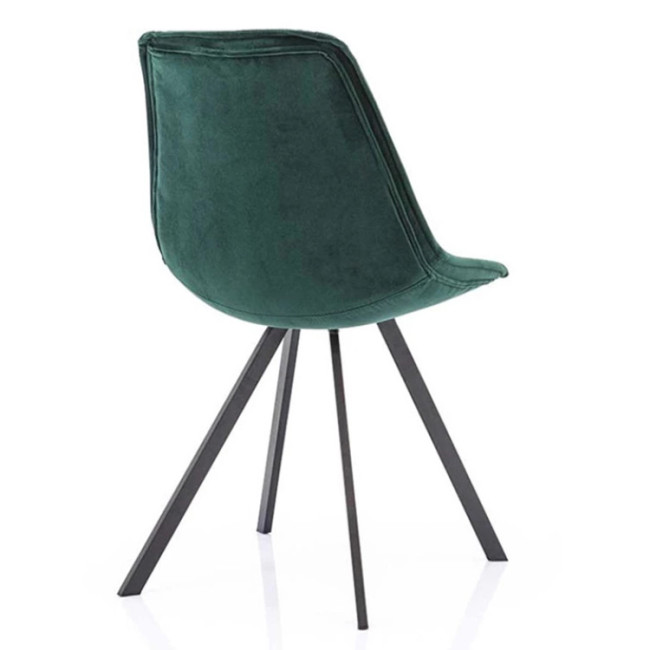 Stylish dark green fabric padded dining chair