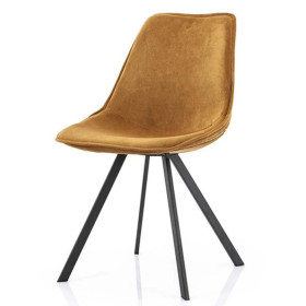 Stylish yellow fabric padded dining chair
