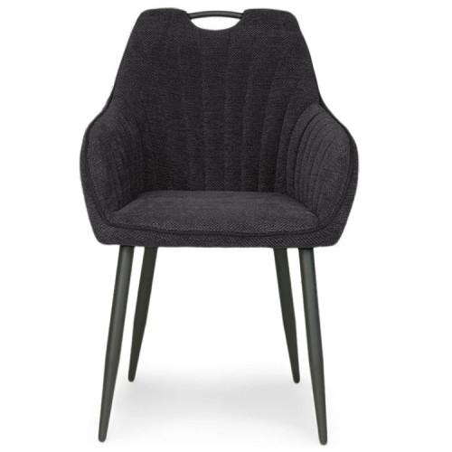 Black Fabric Armchair with Metal Legs