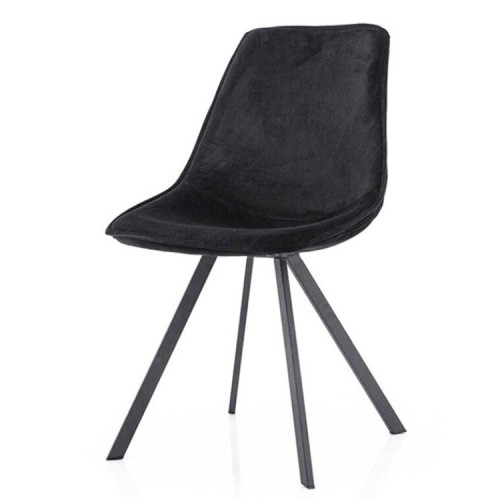 Stylish black fabric padded dining chair