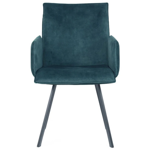 Stylish teal upholstered armchair with metal legs