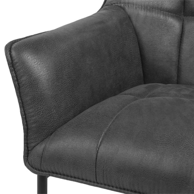 Contemporary dark grey armrest upholstered dining chair 