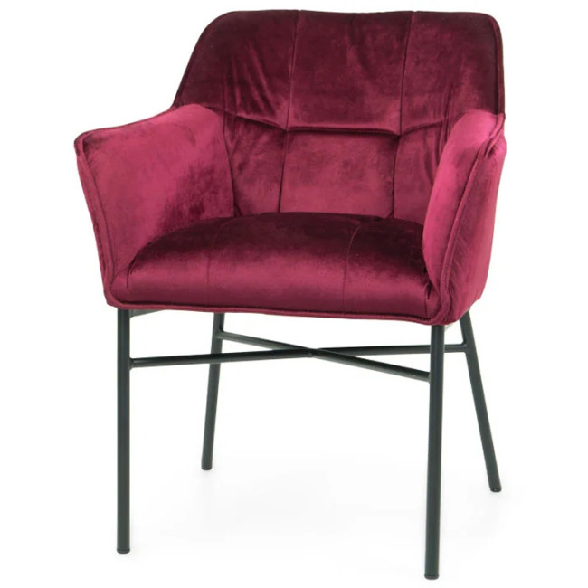 Contemporary purple armrest upholstered dining chair 