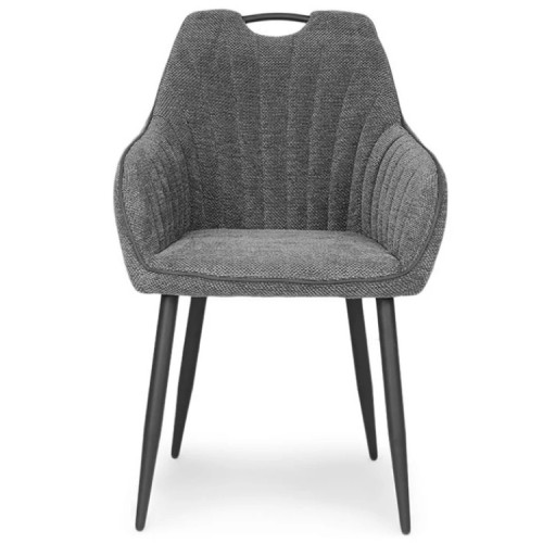 Dark Grey Fabric Armchair with Metal Legs