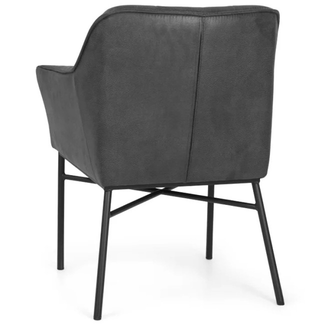 Contemporary dark grey armrest upholstered dining chair 