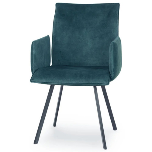Stylish teal upholstered armchair with metal legs