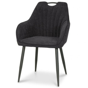 Black Fabric Armchair with Metal Legs