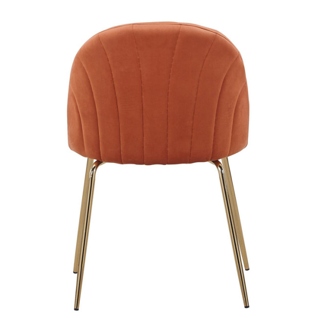 Orange Velvet Cafe Chair with Golden Metal Legs