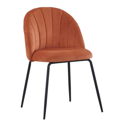 Stylish orange velvet dining cafe chair