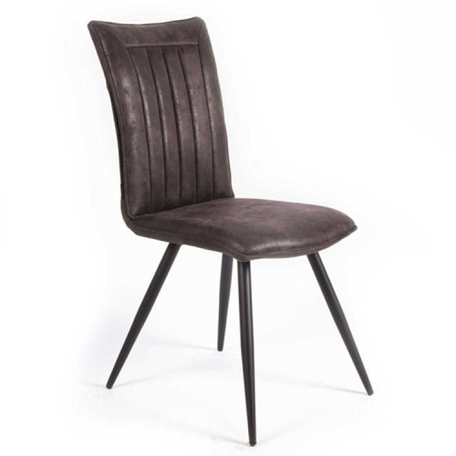 Coffee Upholstered Dining Chair with Metal Legs