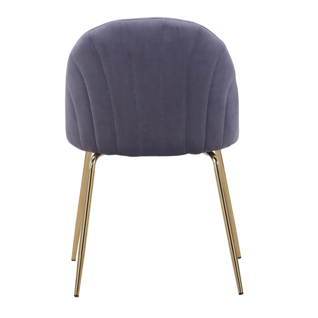Grey Velvet Cafe Chair with Golden Metal Legs