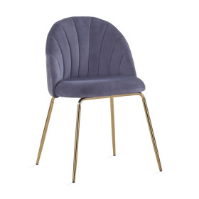Grey Velvet Cafe Chair with Golden Metal Legs