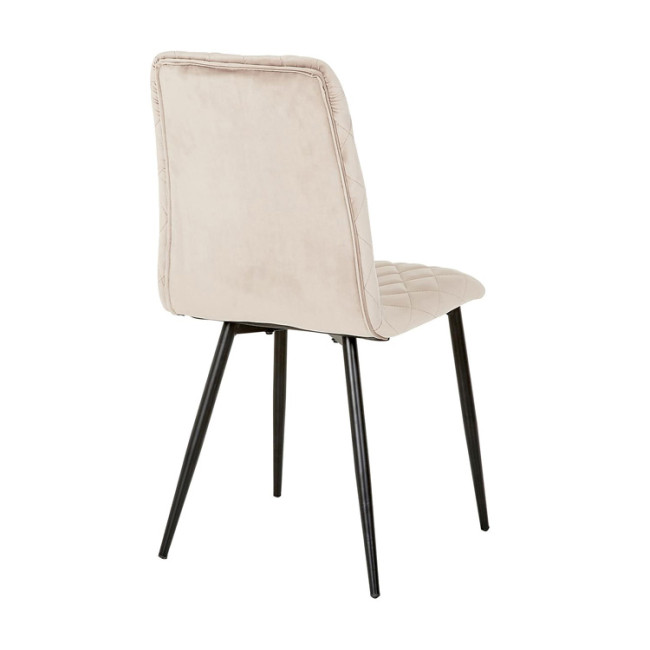 Exquisite Beige Fabric Café Chair with Black Metal Legs