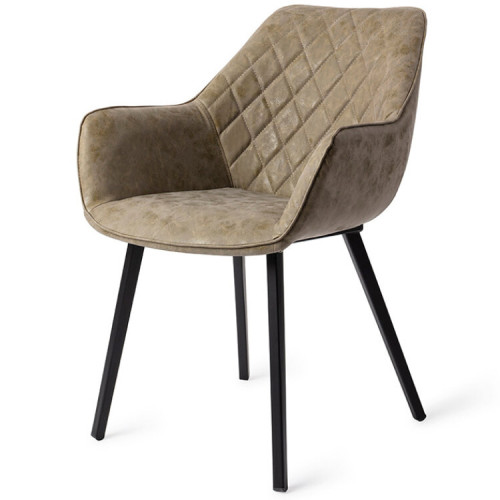 Exquisite taupe upholstered dining armchair