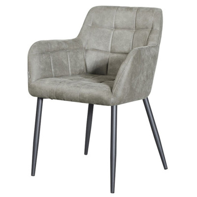 Stunning Dining Armchair in warm grey fabric and sleek metal legs