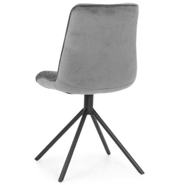 Stylish luxury warm grey tufted velvet dining chair with metal stand