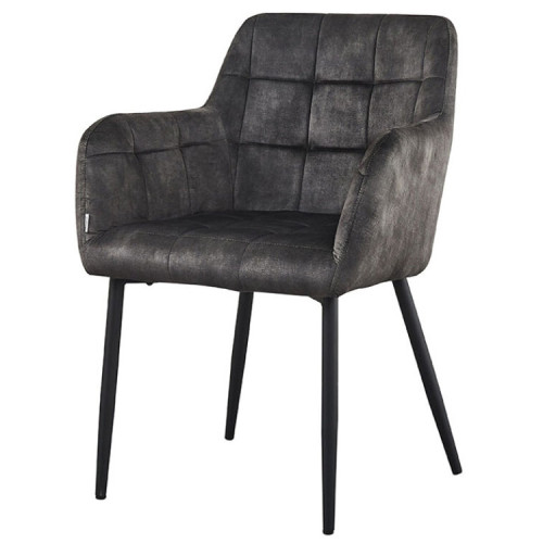 Stylish and elegant Dark Grey Fabric Dining Armchair with Metal Legs